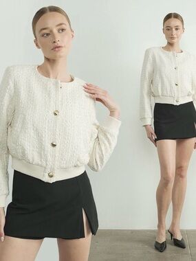 Aaron & Amber Tweed Bomber Jacket, BNWT, size Large